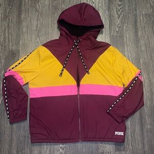 VS PINK Sherpa Lined Full Zip Anorak Jacket Ruby Gold Pink Size:M/L